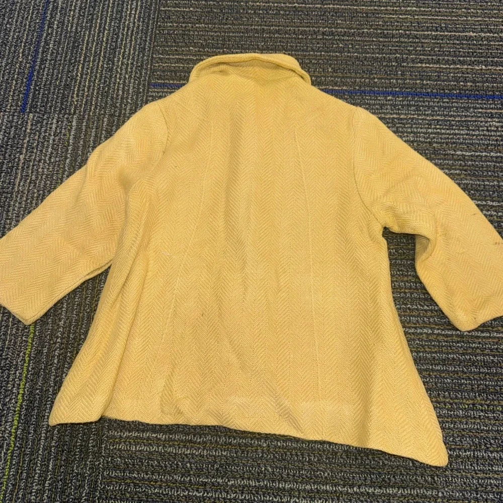 Vintage Herringbone Coat Kids 2T Yellow Fair Embroidered Double Breasted Retro
